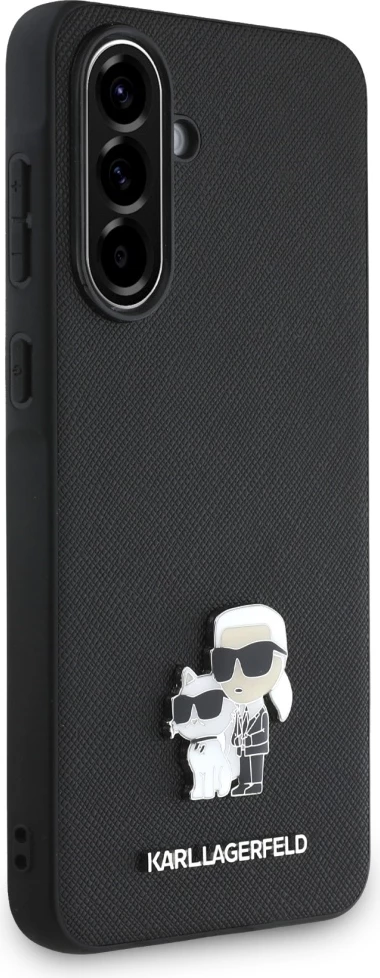 Mbështjellës Karl Lagerfeld Saffiano me emblemë metalike K&C për Samsung Galaxy A36, Zi