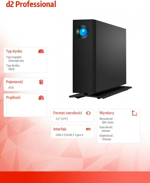 Kasë e jashtme LaCie d2 Professional, 8TB, 3.5", USB 3.1/3.2, e zezë