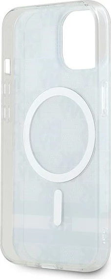 Mbështjellës DKNY IML Checkered Mono Pattern & Printed Stripes MagSafe për iPhone 15/14/13, i zi