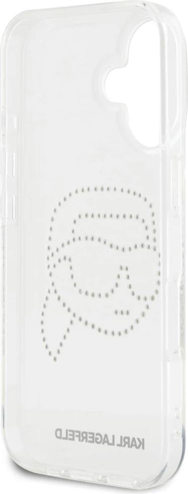 Mbështjellës Karl Lagerfeld IML Rhinestones Karl Head për iPhone 16, Transparent