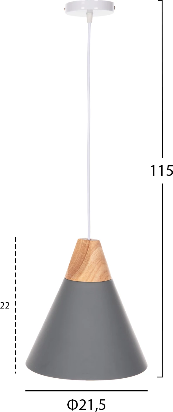 Llambë varëse tavani, kapak metali gri, FH4150, Φ21.5x115H cm