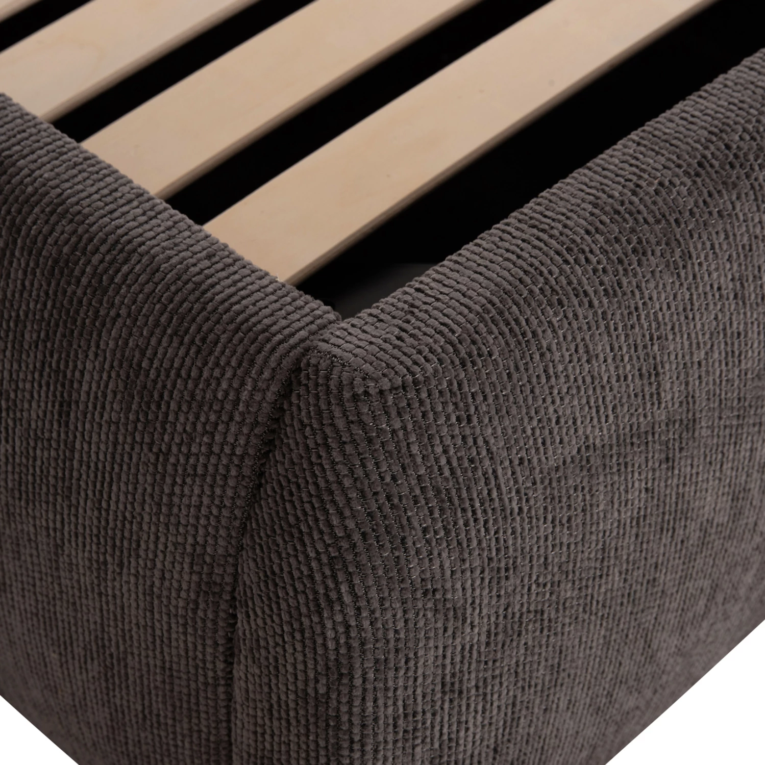 Krevat dopio SANDRA, stof gri, me hapësirë për depo, për dyshek 160x200cm