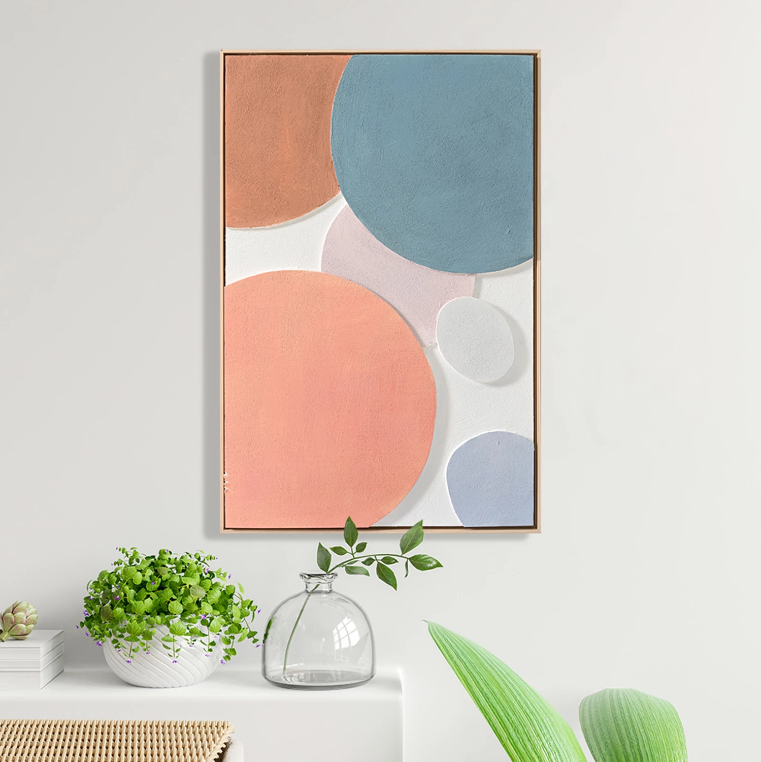 Pikturë muri 3D FH4543.02 me kornizë PS ngjyrë bezhë, forma të punuara me dorë, 60x4,5x90 cm