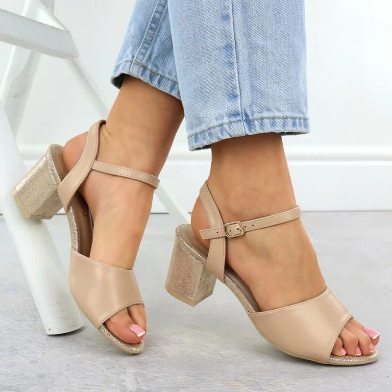 Sandale me taka të larta Vinceza 20275, bezhë, femra