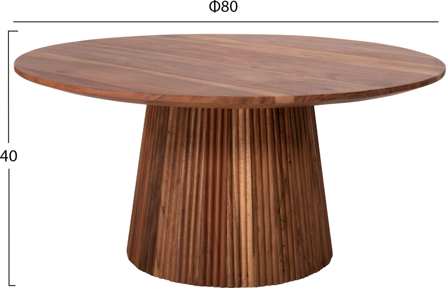 Tavolinë kafeje e rrumbullakët, ngjyrë druri natyral, GROOT FH9697, Φ80x48Hcm