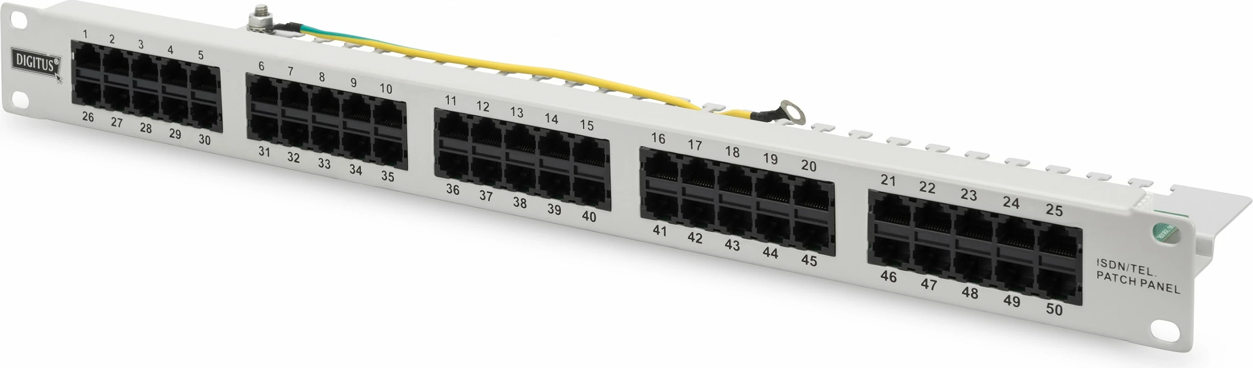 Patch panel Digitus ISDN, 50 porta, Cat3, rack 1U, gri