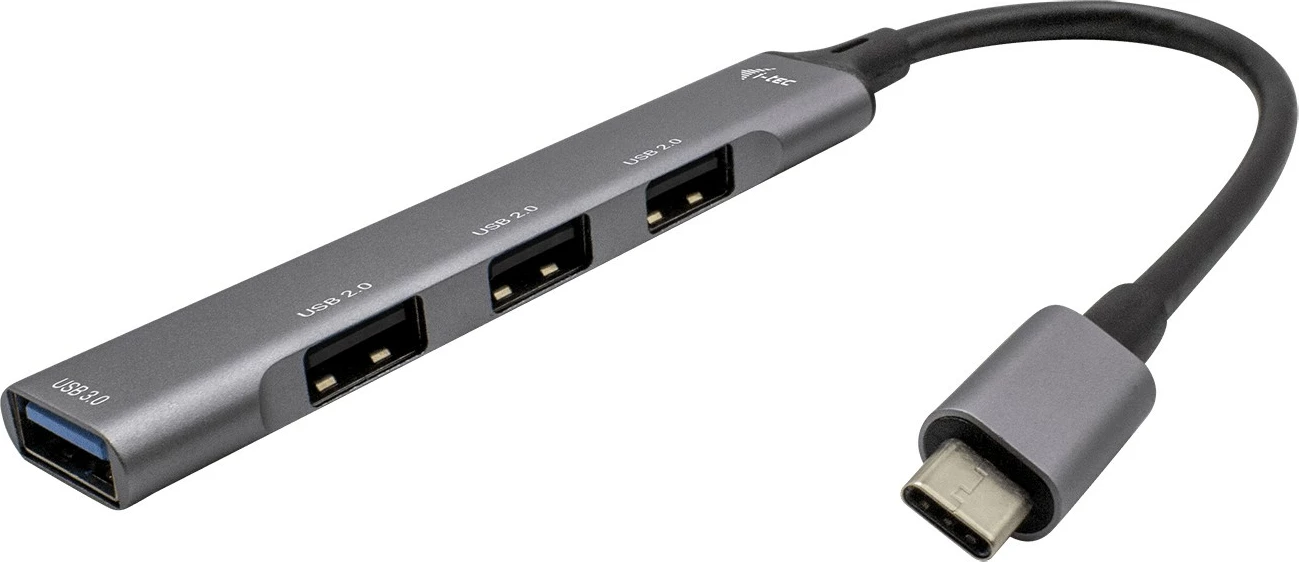 USB-C HUB I-Tec Metalik, 4 porta (1x USB 3.0, 3x USB 2.0), 0.19m