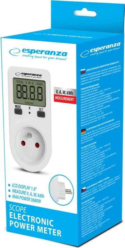 Matës fuqie elektronik Esperanza ELA102, i bardhë