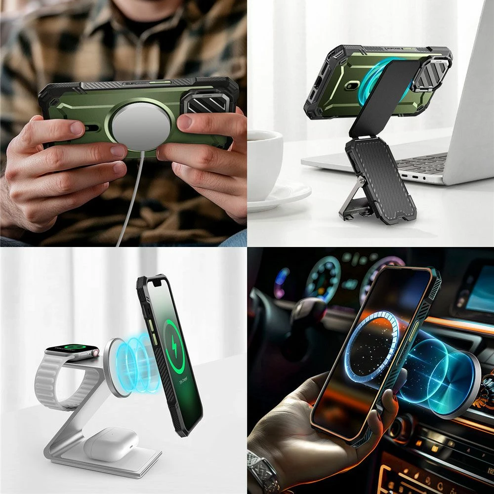 Mbështjellës Supcase Unicorn Beetle XT Mag për iPhone 16e, MagSafe, Jeshil