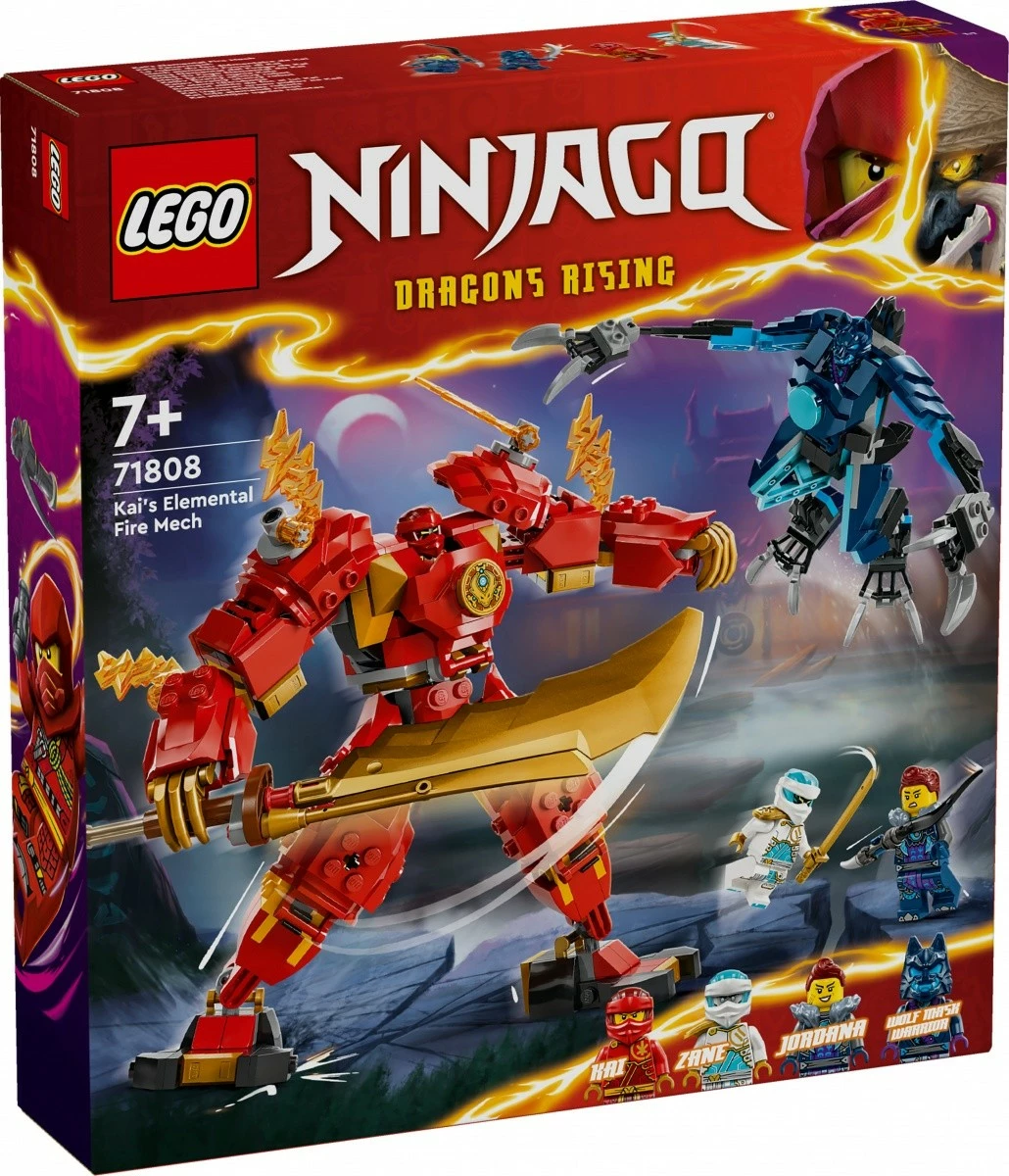 Set LEGO Ninjago Fire Element Mech Kai 71808, 322 pjesë, për fëmijë, Kuqe