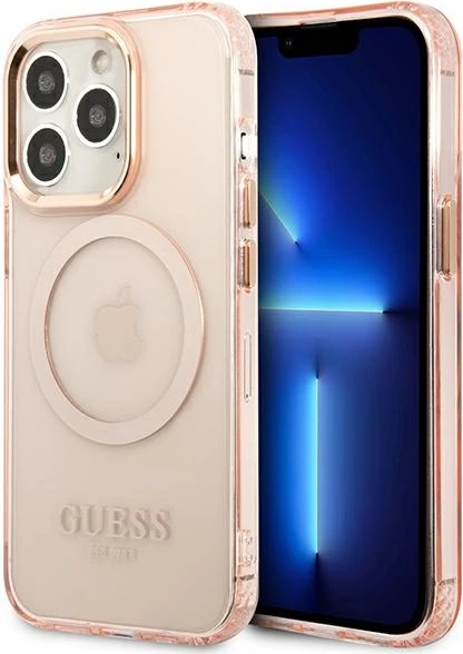 Mbështjellës Guess GUHMP13LHTCMP për iPhone 13 Pro / 13 6.1", MagSafe, Rozë