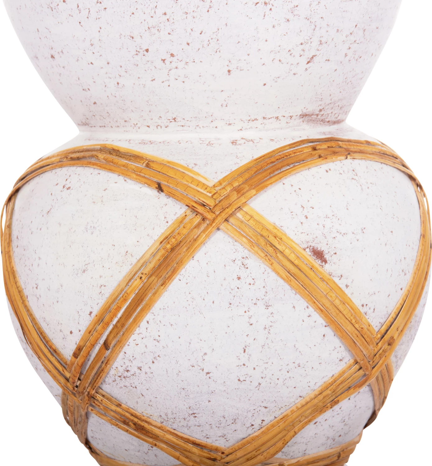 Vazo dekorative për dysheme MAYNARD, çimento fiber, ngjyrë e bardhë, ratan, Φ27.5x50Hcm