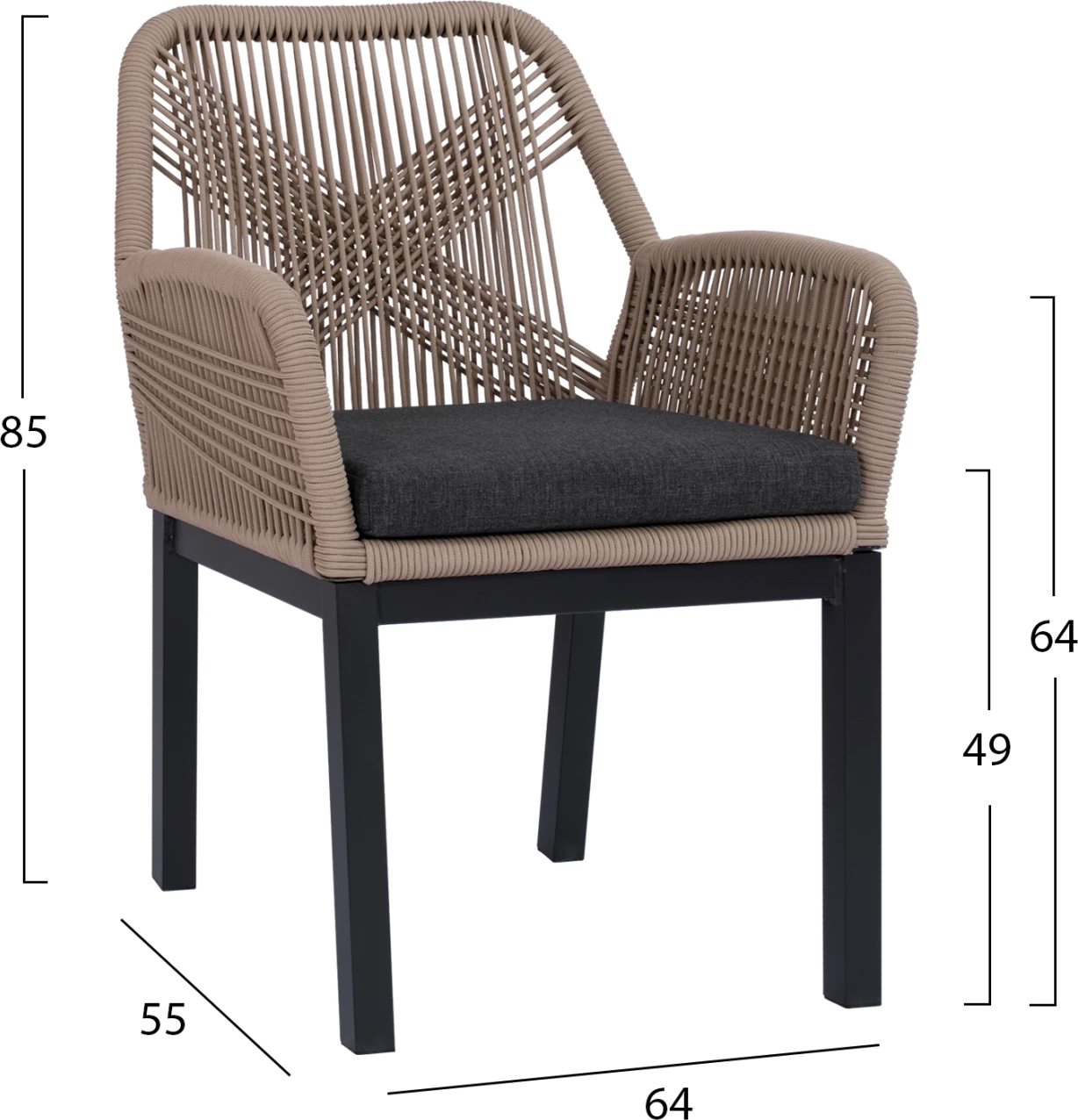Karrige alumini HOWARD, ngjyrë antracit-bezhë, set prej 4 copash