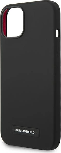 Mbështjellës Karl Lagerfeld KLHMP14MSLMP1K për iPhone 14 Plus 6.7", silikon, MagSafe, zi