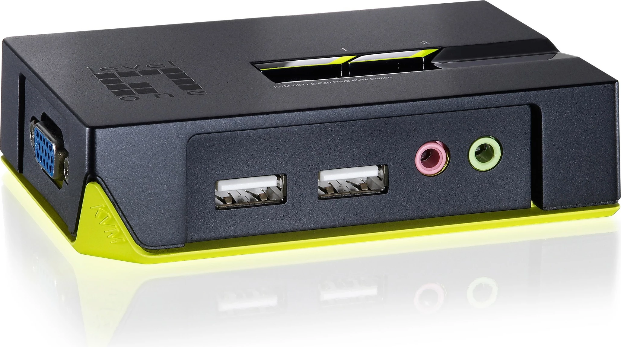 Switch KVM LevelOne 2-Port USB VGA, 2048 x 1536, i zi, jeshil