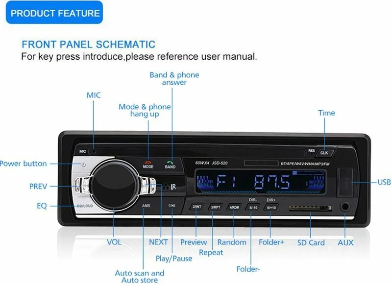 Radio Universal Usb, Aux Dhe Bluetooth 12v