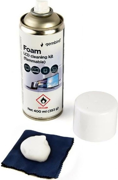 Shkumë pastruese për ekrane LCD Gembird CK-LCD-08, 400 ml, me leckë mikrofibre