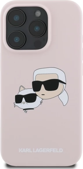 Mbështjellës Karl Lagerfeld Silicone Case Heads Print MagSafe për iPhone 16 Pro Max, Rozë