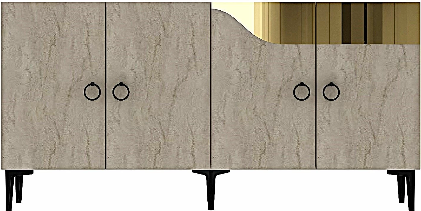 Konsol Skye Decor, Gama 150, e bardhë, travertin, ari