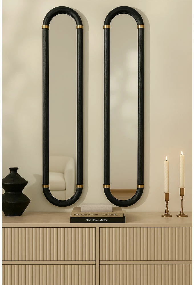 Set pasqyrash COLOMBO, 2 copë, e zezë dhe ari, 31x4x130cm