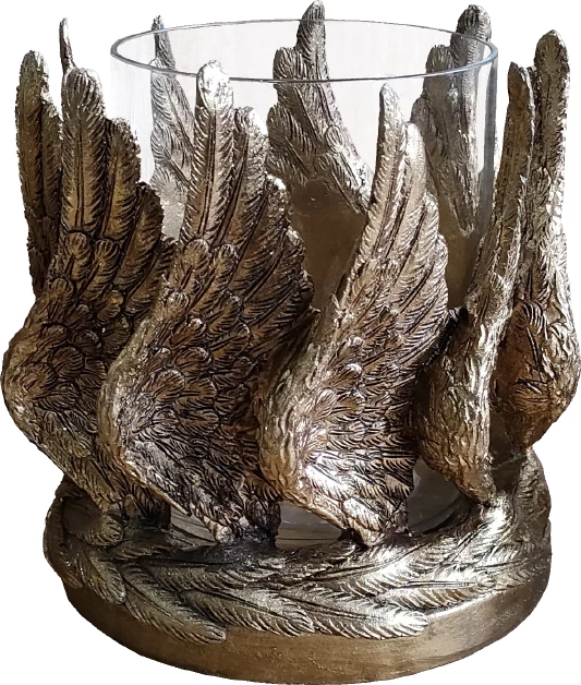 Mbajtëse qirinjsh VOLE, polirezine, ngjyrë ari, 15x15x18cm