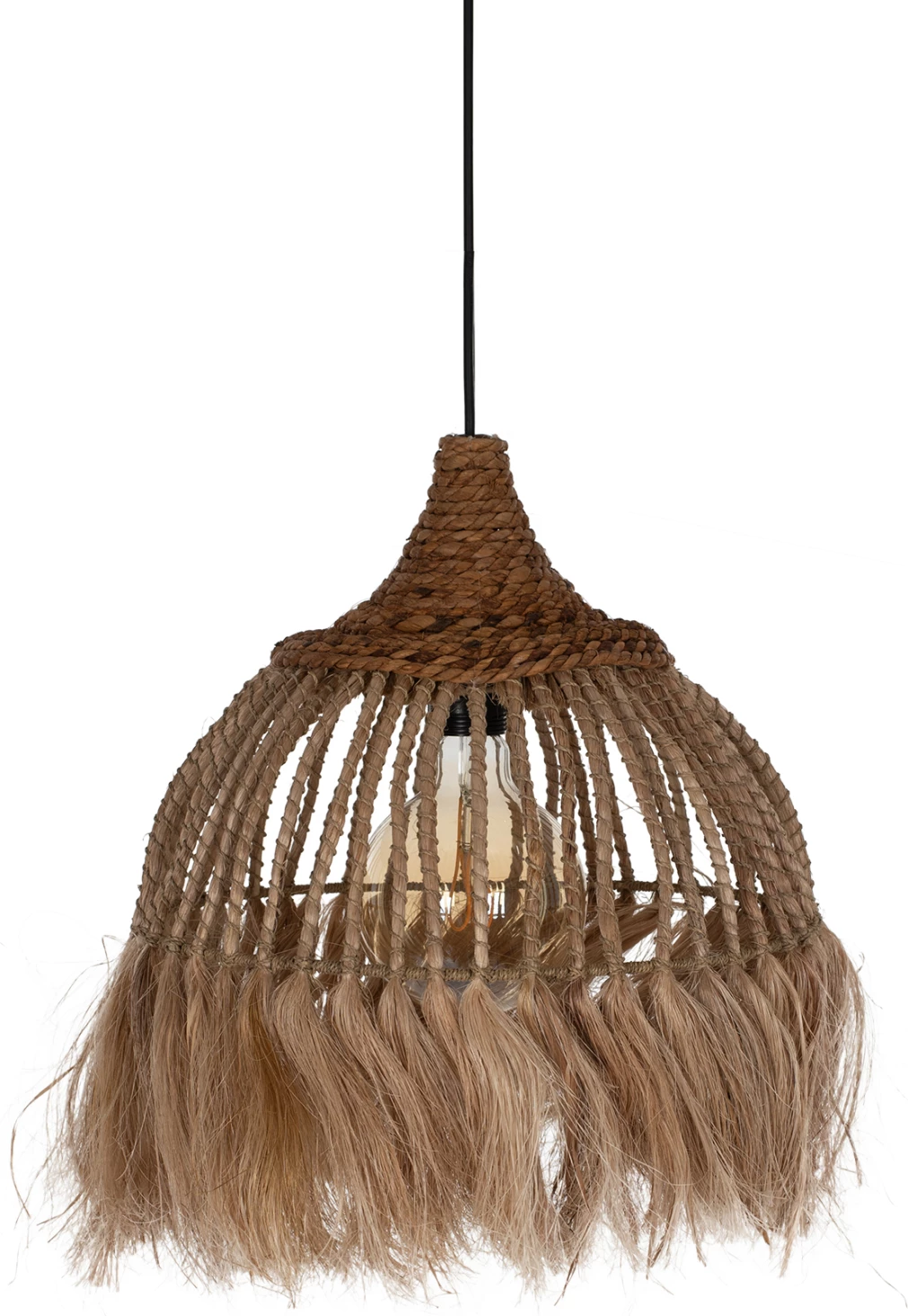 Llambë varëse tavani prej kërpi Manila me thekë, ngjyrë natyrale, 36x36x45H cm, FH7751