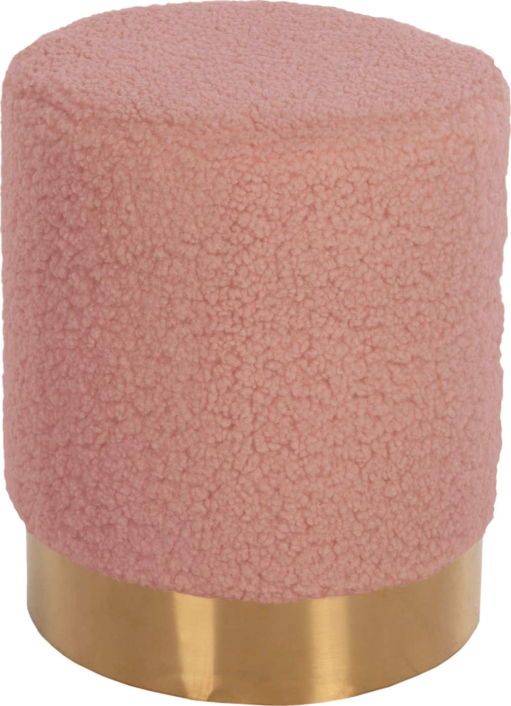 Karrige për bar LEVY, pëlhurë boucle, ngjyrë rozë e zbehtë, bazë e artë, Φ35x42H cm