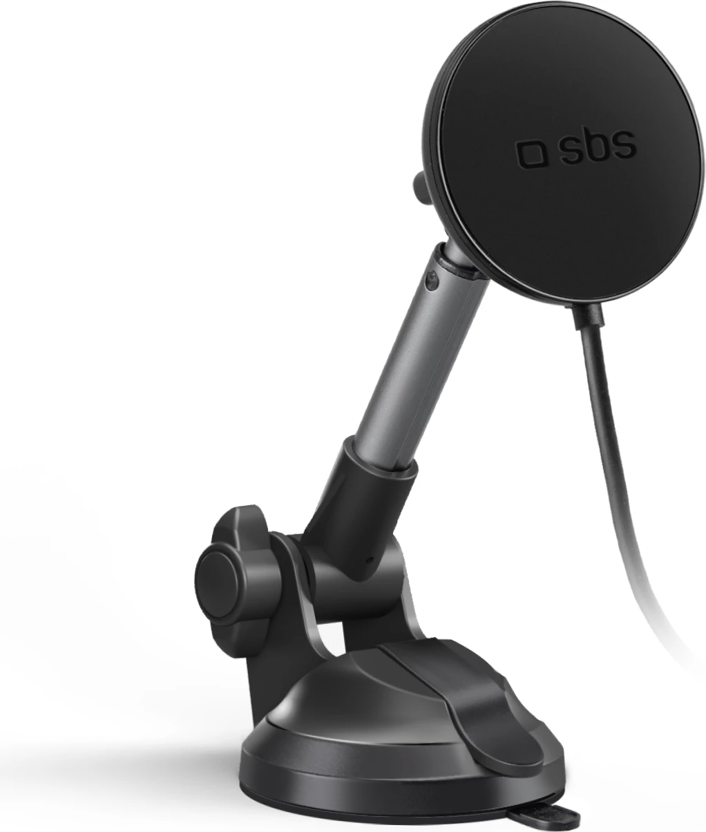 Mbajtës teleskopik me karikues wireless SBS TESUPPMAG15WLONGARM, MagSafe, i zi