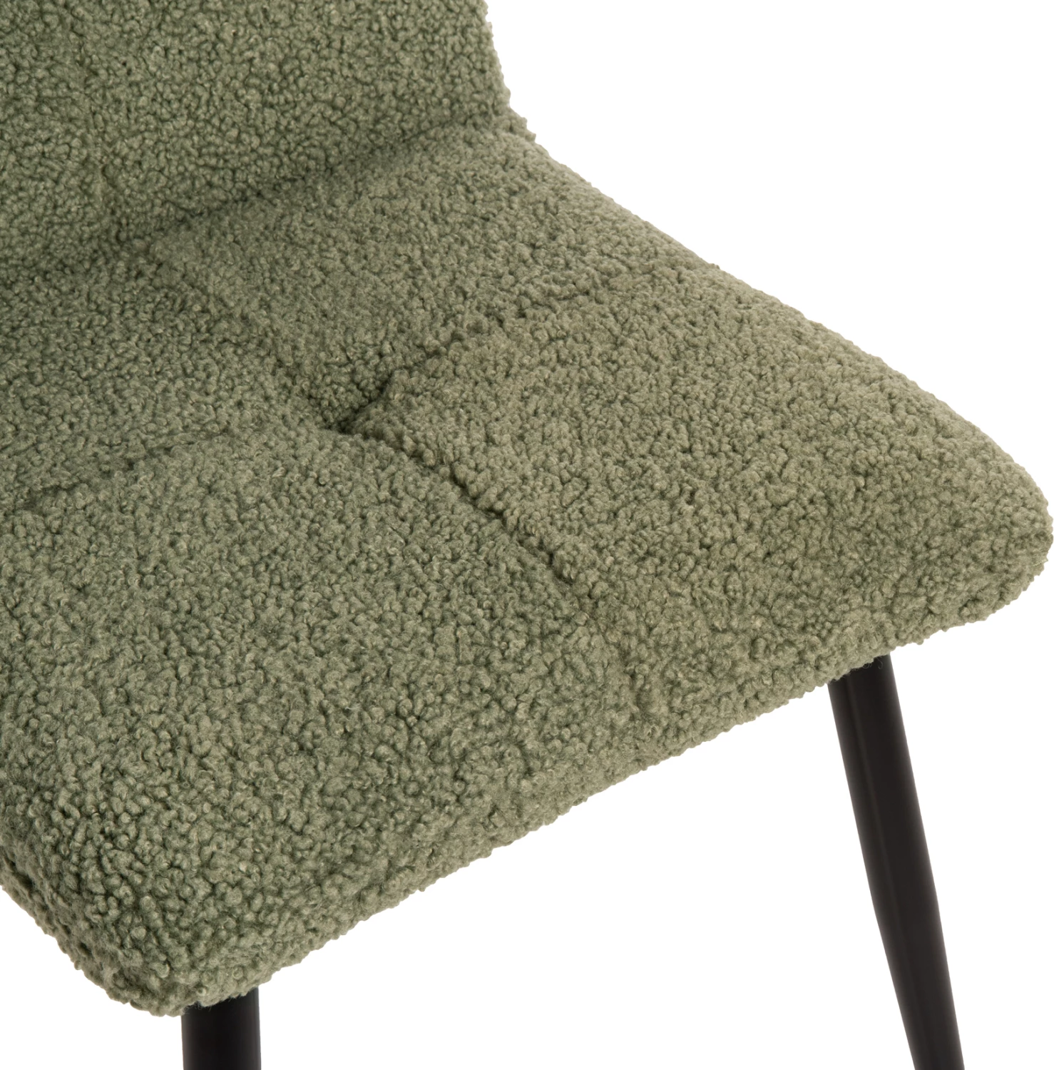 Karrige SHELLY FH8590.03, pëlhurë TEDDY, ngjyrë fistik e gjelbër-këmbë metalike të zeza, 48x64x87H cm., set prej 2 copë