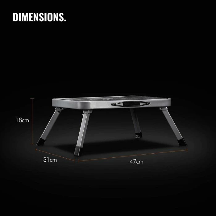 stol shkalle i palosshëm VONHAUS 3500099, çelik, platformë 37×26 cm, 46×32×17 cm, gri/zezë