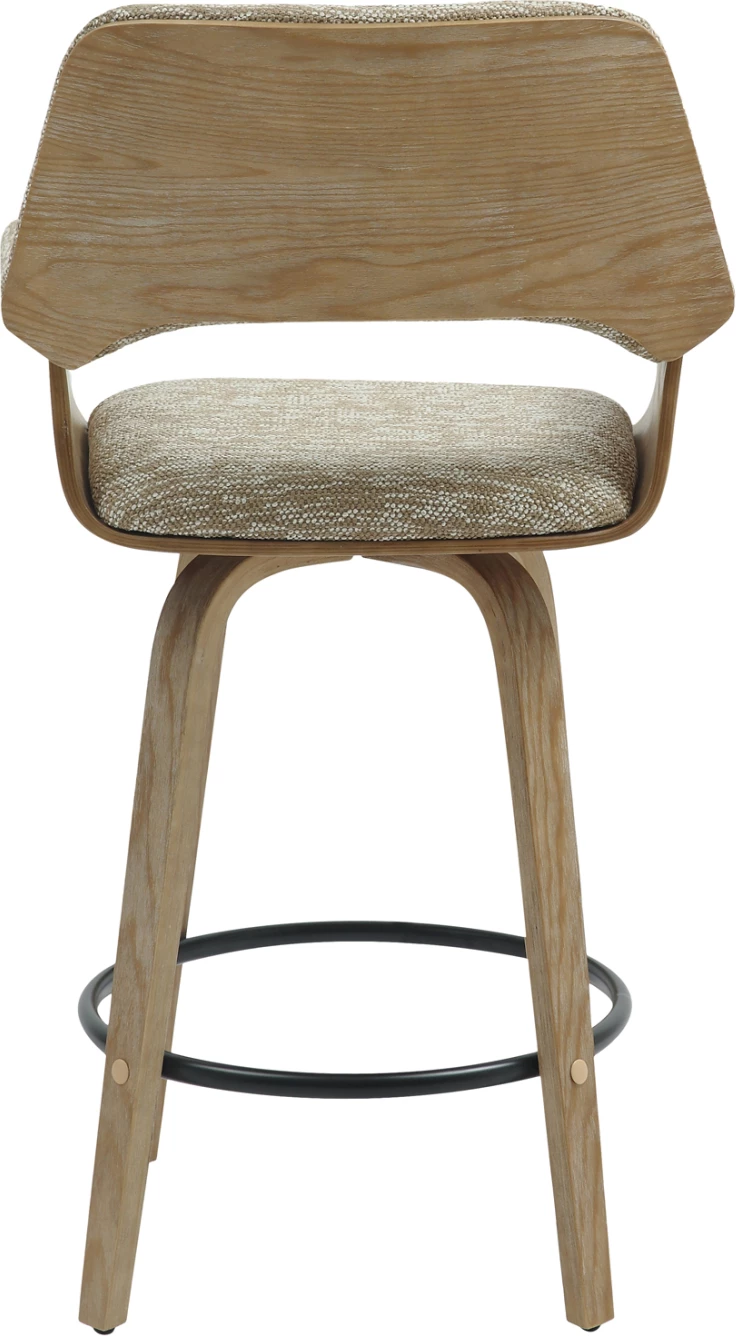 Karrige për bar mesatare CLIPP FH9987.01, dru i bardhë, pëlhurë bezhë, 57,5x53x98H cm, set prej 2 copë