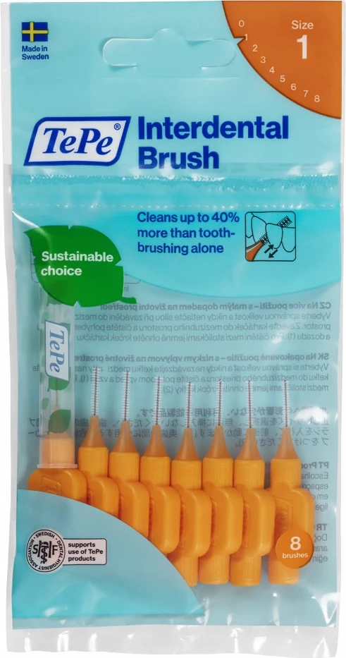 Furça interdentale TePe Original 0.45mm portokalli 8 copë