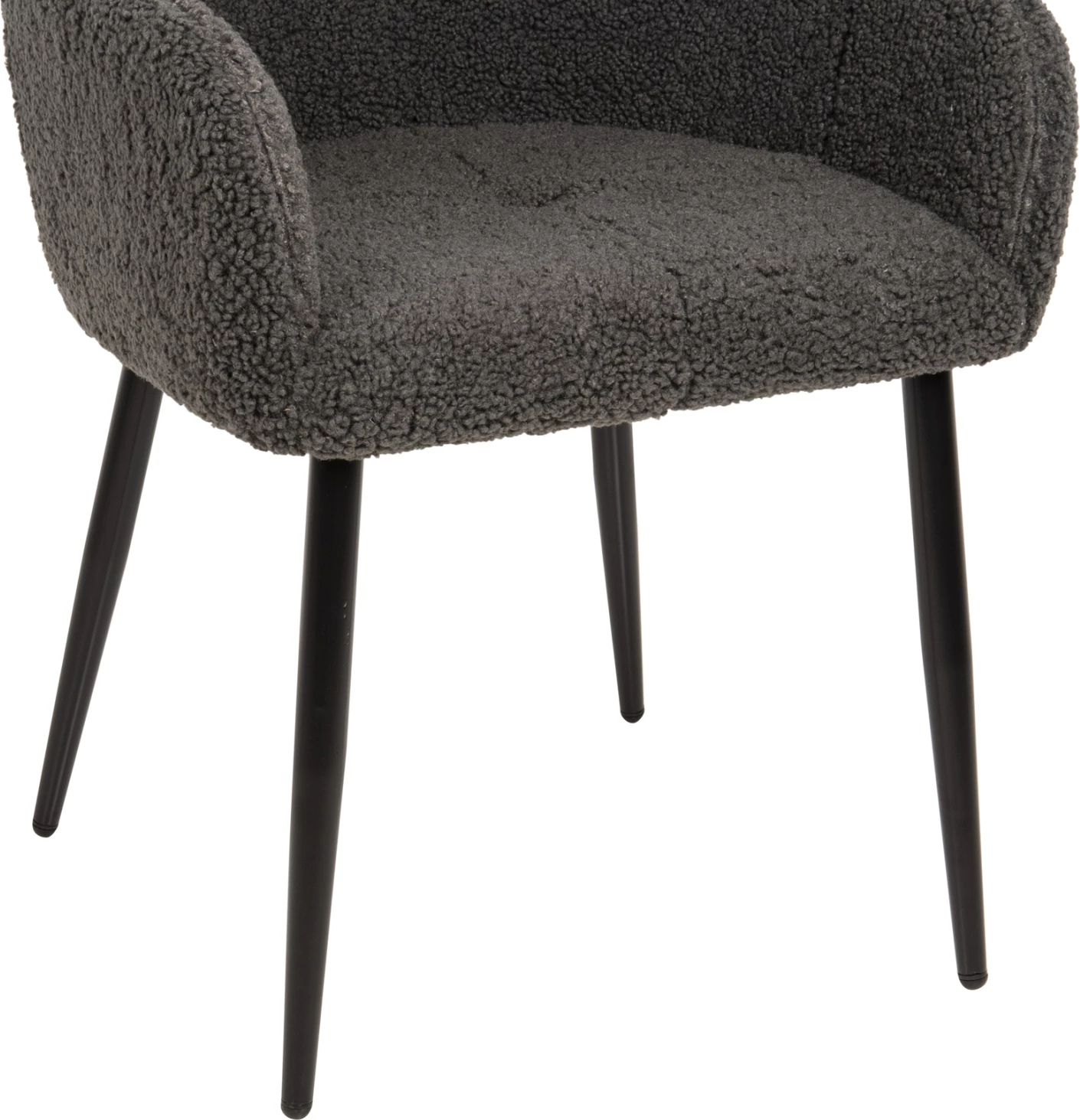 Karrige me krahë SHELLY FH8591.01, pëlhurë TEDDY, këmbë metalike, gri-e zezë, 57x55x87H cm., set prej 2 copë