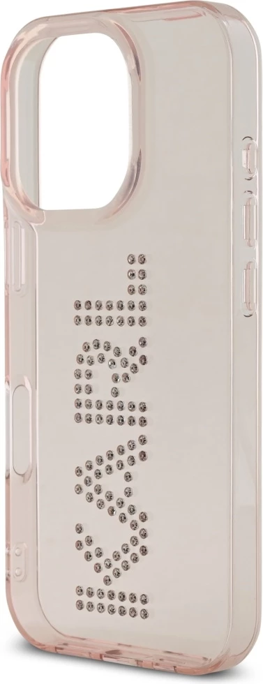Mbështjellës Karl Lagerfeld IML Rhinestones Logo për iPhone 16 Pro Max, Rozë