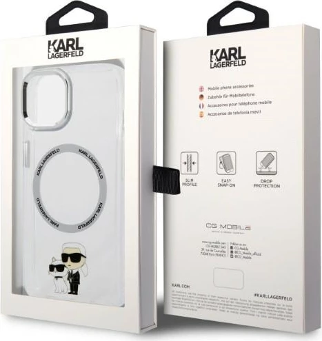 Mbështjellës Karl Lagerfeld KLHMP14MHNKCIT për iPhone 14 Plus 6.7", transparent, me MagSafe