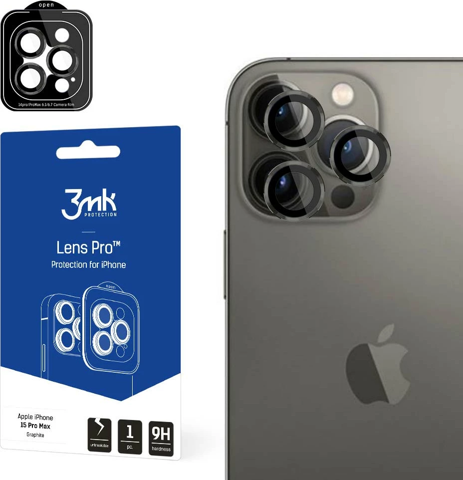Mbështjellës xhami për kamerë 3mk Protection Lens Protection Pro për iPhone 15 Pro Max, Gri