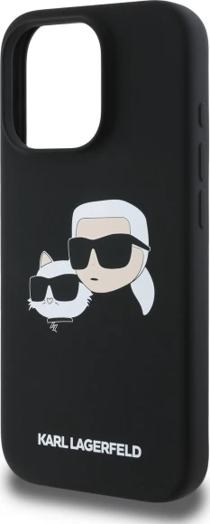 Mbështjellës Karl Lagerfeld Silicone Case Heads Print MagSafe për iPhone 16 Pro Max, Zi
