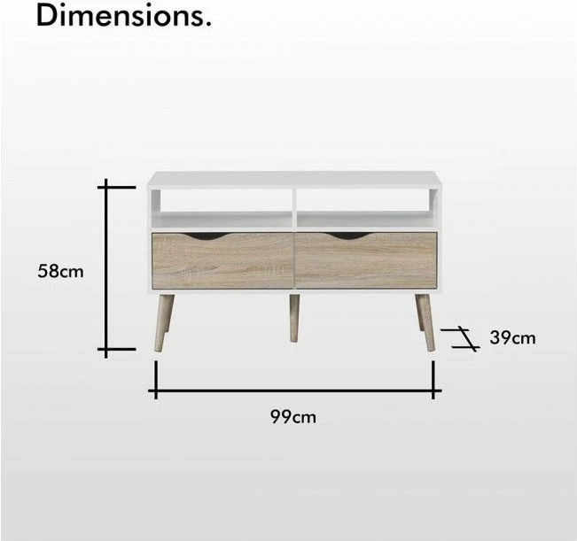 Komodë TV VONHAUS Koto 99x39x58 cm bardhë/lis