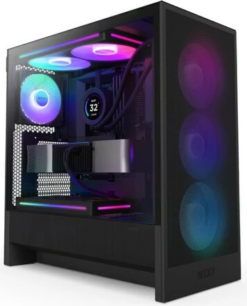 Kasë NZXT H5 FLOW RGB, Midi Tower, xham i temperuar, e zezë