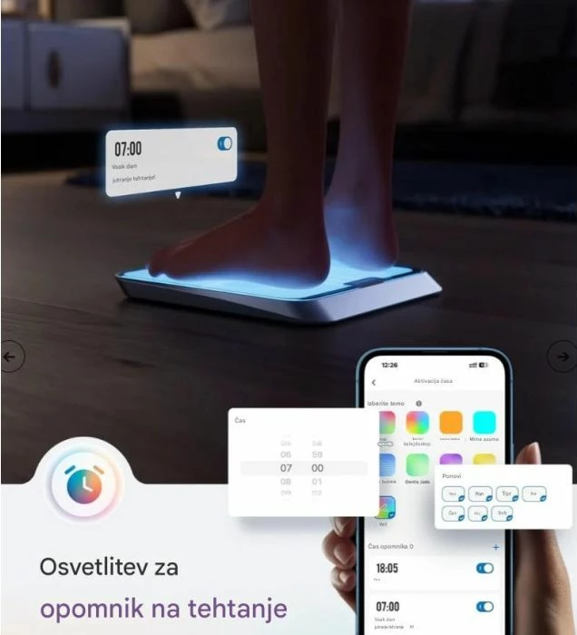 peshore inteligjente RENPHO Elis Chroma, Bluetooth, 13 matje trupi, ndriçim me ngjyra, blu
