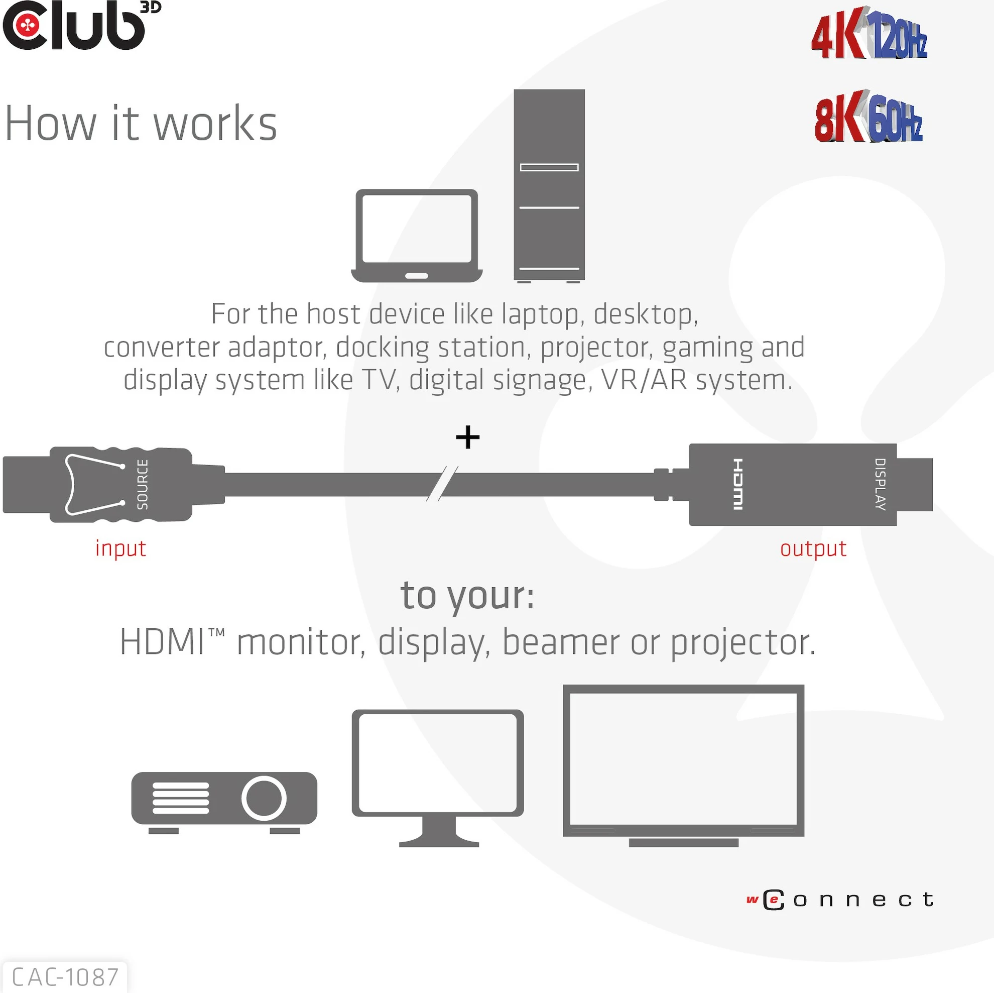 Kabllo DisplayPort në HDMI Club3D 3m, HDR10, 8K, e zezë