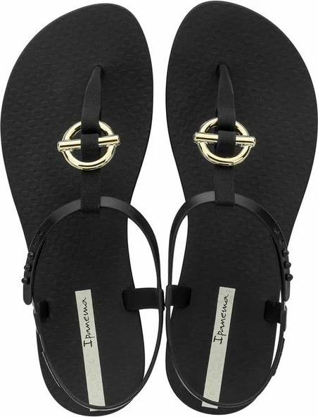 Sandale flip-flop për femra Ipanema, të zeza me të arta