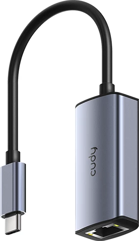 Adapter USB-C në Ethernet 2.5 Gbps, 10/100/1000/2500 Mbps, Plug and Play, Gri