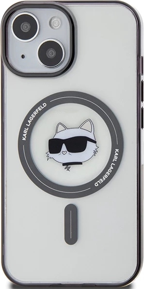 Mbështjellës telefoni Karl Lagerfeld KLHMP15SHCHNOTK IML Choupette's Head iPhone 15 6.1", hardcase, MagSafe, transparent