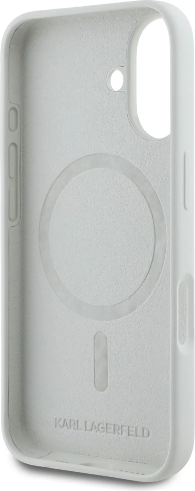 Mbështjellës Karl Lagerfeld Silicone Double Heads And Circle MagSafe për iPhone 16, Bezhë