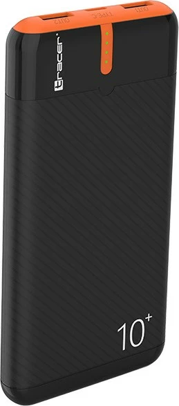 Power bank Tracer EnerGo TRABAT47513 10000mAh 37Wh 5V 2A 3 porta 2x USB-A 1x USB-C kabllo USB-C në USB-C e përfshirë, black-orange