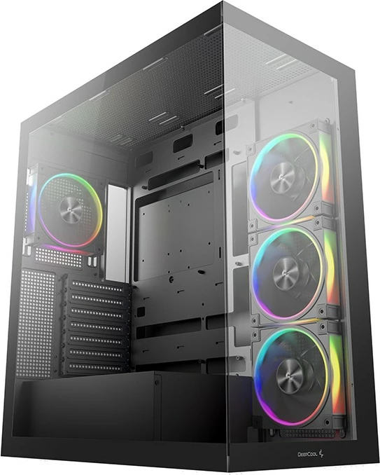 Kasë Deepcool CG580 4F V2, Midi Tower, xham i temperuar, RGB, e zezë