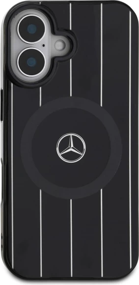 Mbështjellës Mercedes MB Double Layer Crossed Lines MagSafe për iPhone 16, zi