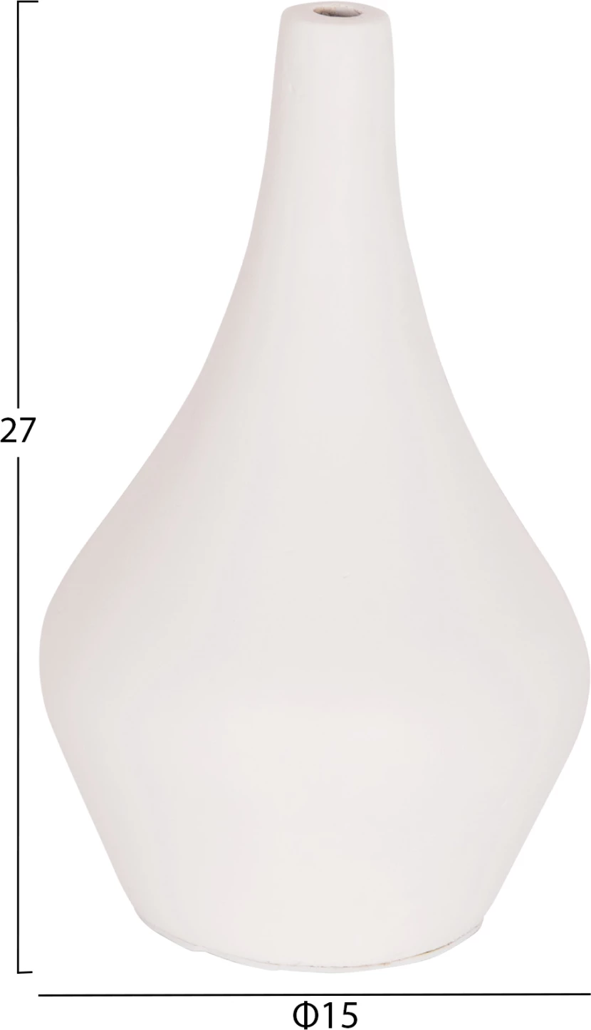 Vazo dekorative për tavolinë, terrakotë e bardhë, DENI FH4663.02S, 15x27cm
