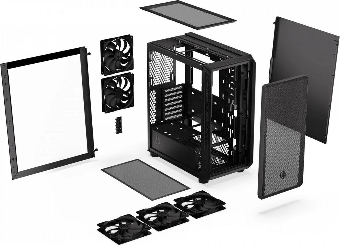Kasë Endorfy Arx 500 Air EY2A010, Midi Tower, ATX/Micro ATX/Mini ITX, 5 ventilatorë, E zezë